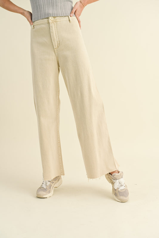 Beige- Wide Leg Denim