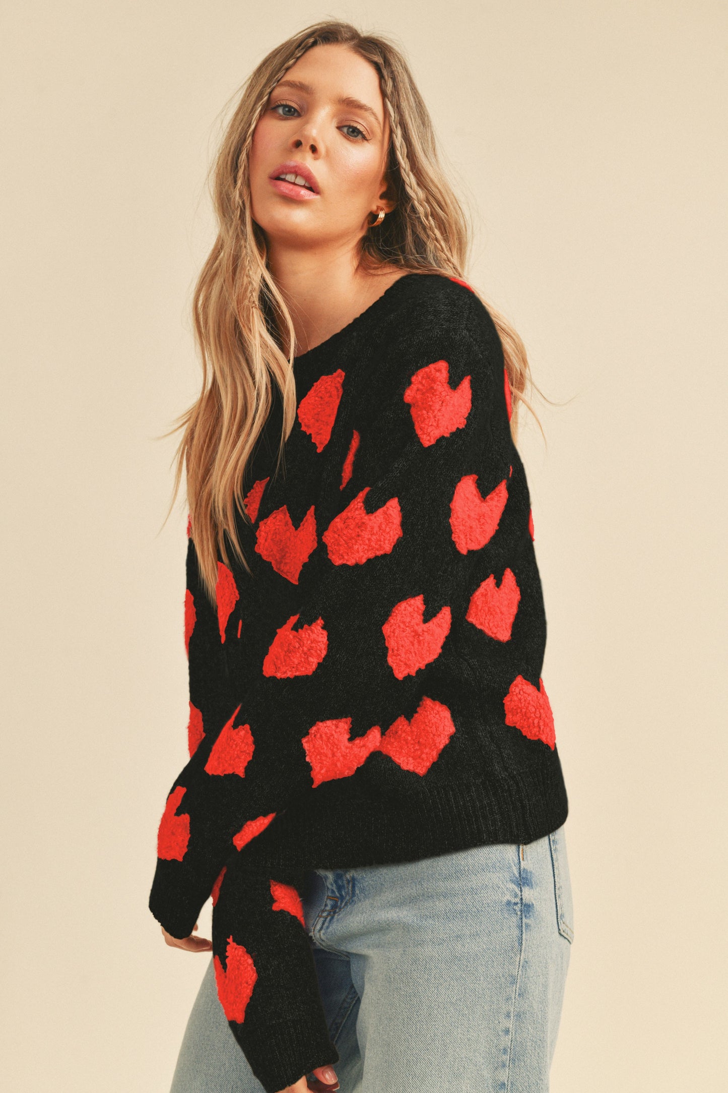 Fuzzy Heart Sweater