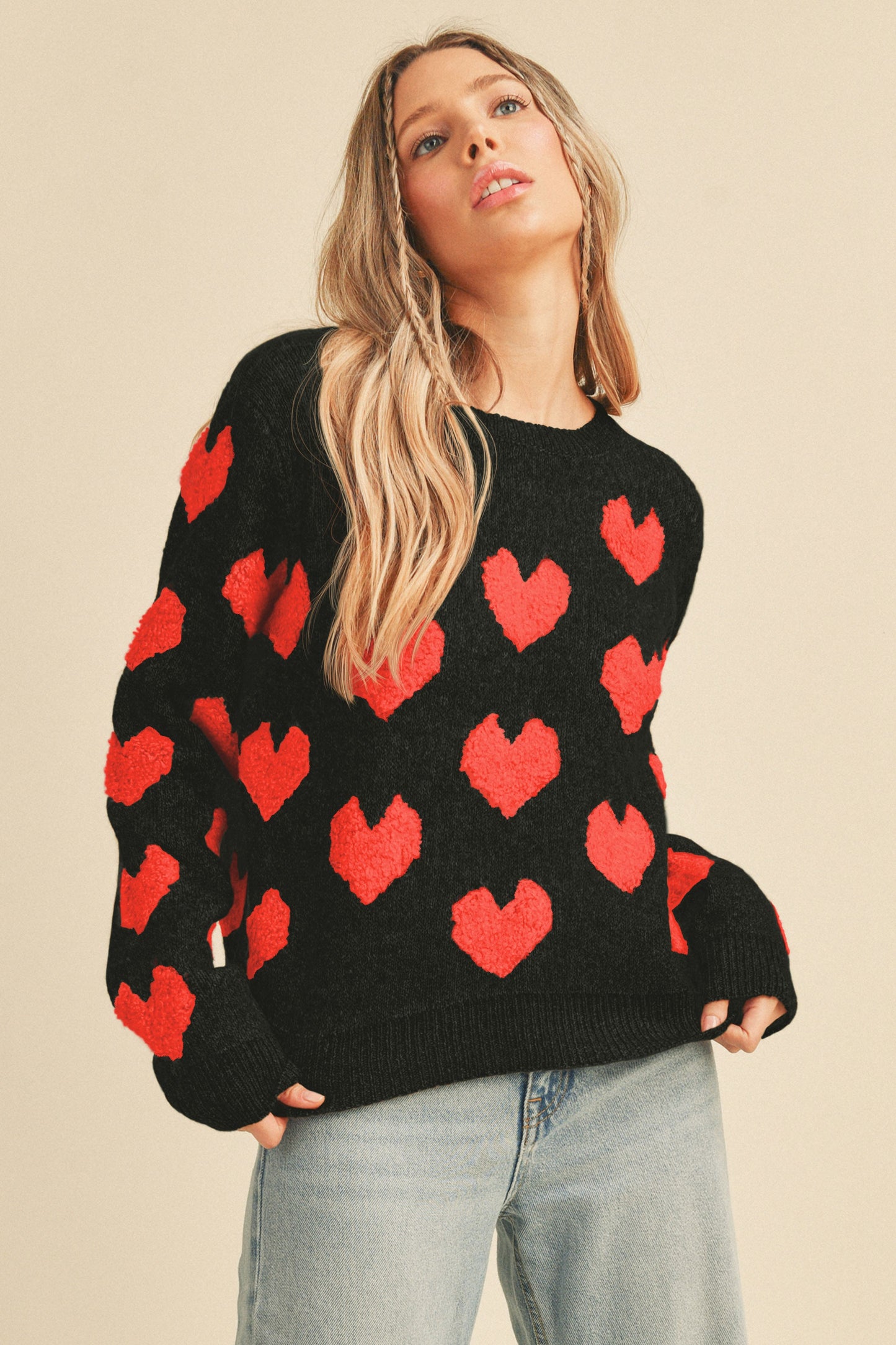 Fuzzy Heart Sweater