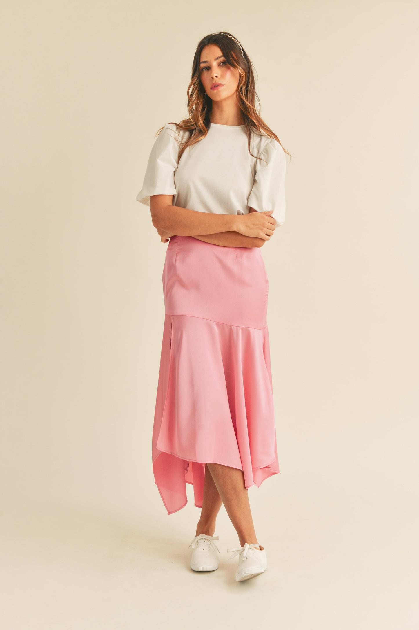 Satin asymmetrical Skirt