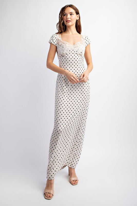 Brandie Lace Trim Polka Dot Maxi Dress