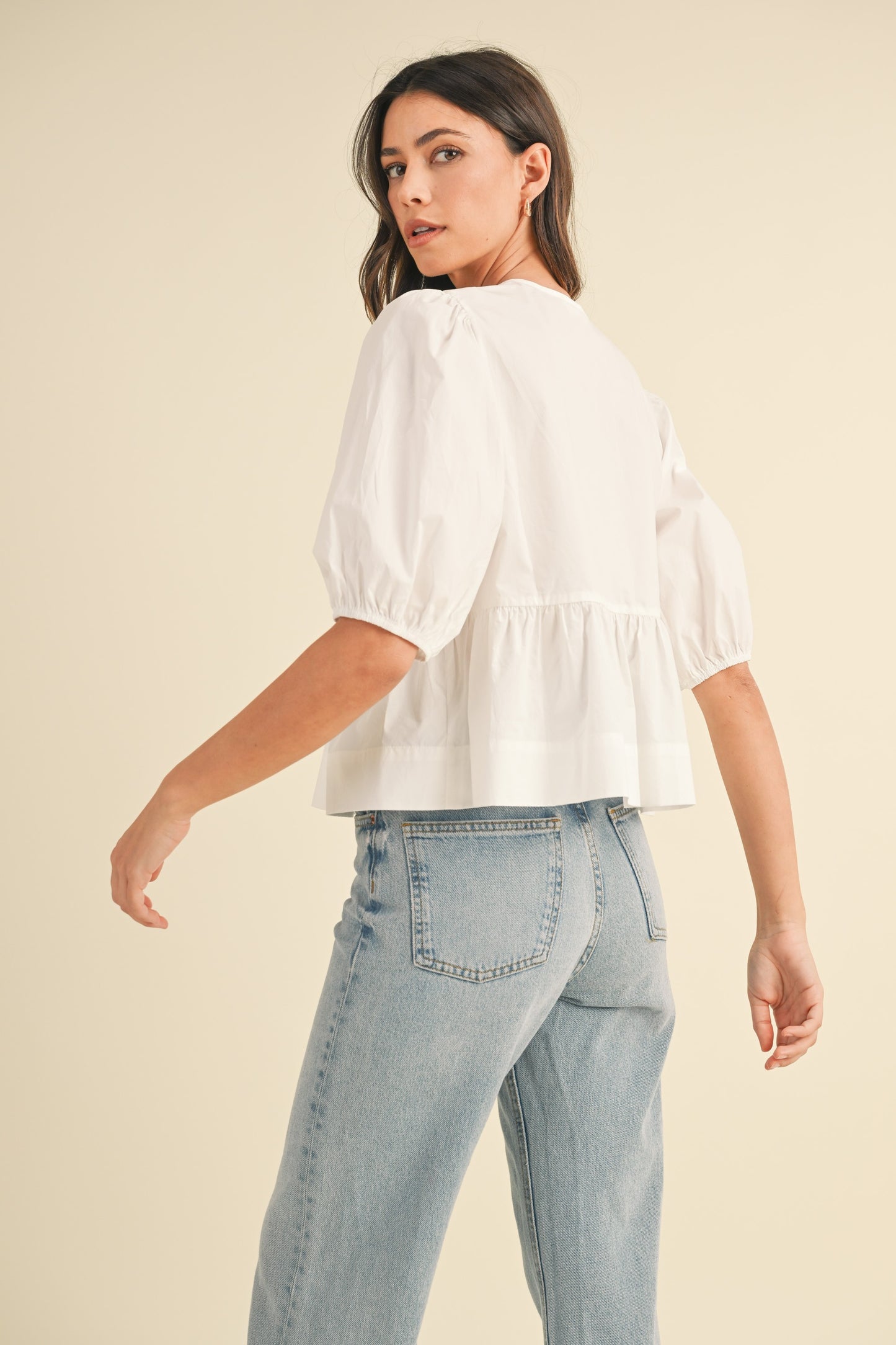 Poppy Poplin Front Tie Top