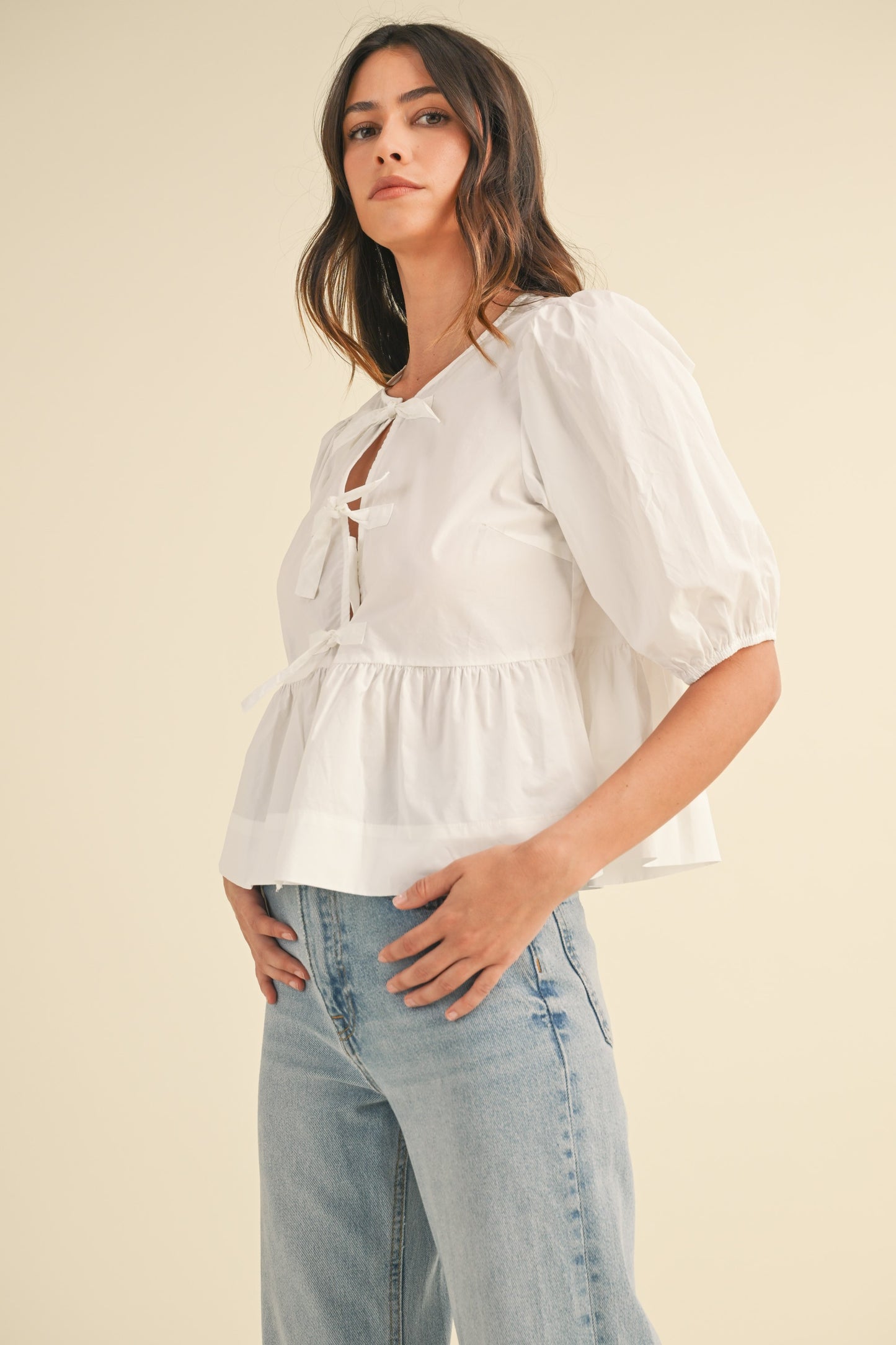 Poppy Poplin Front Tie Top