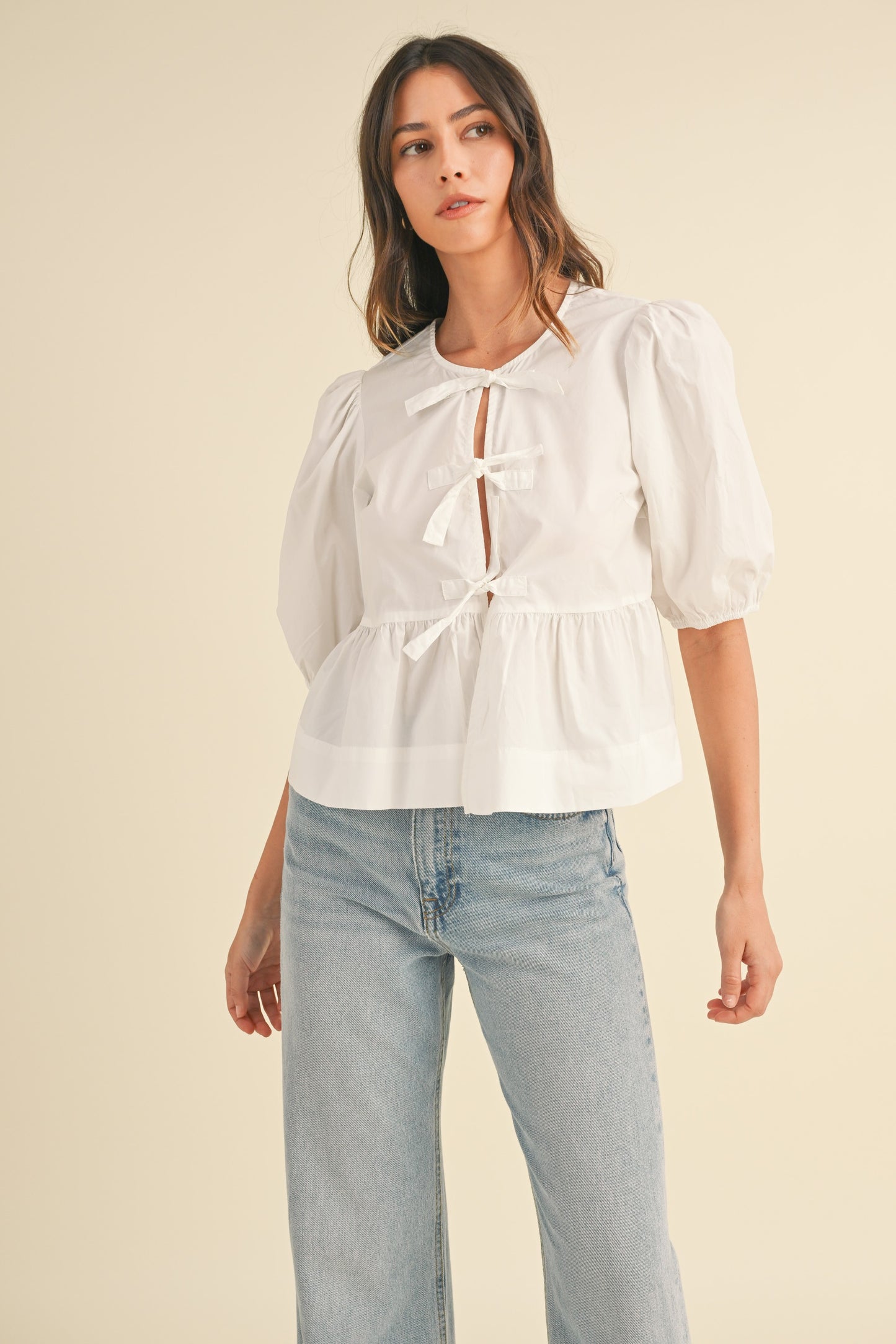 Poppy Poplin Front Tie Top