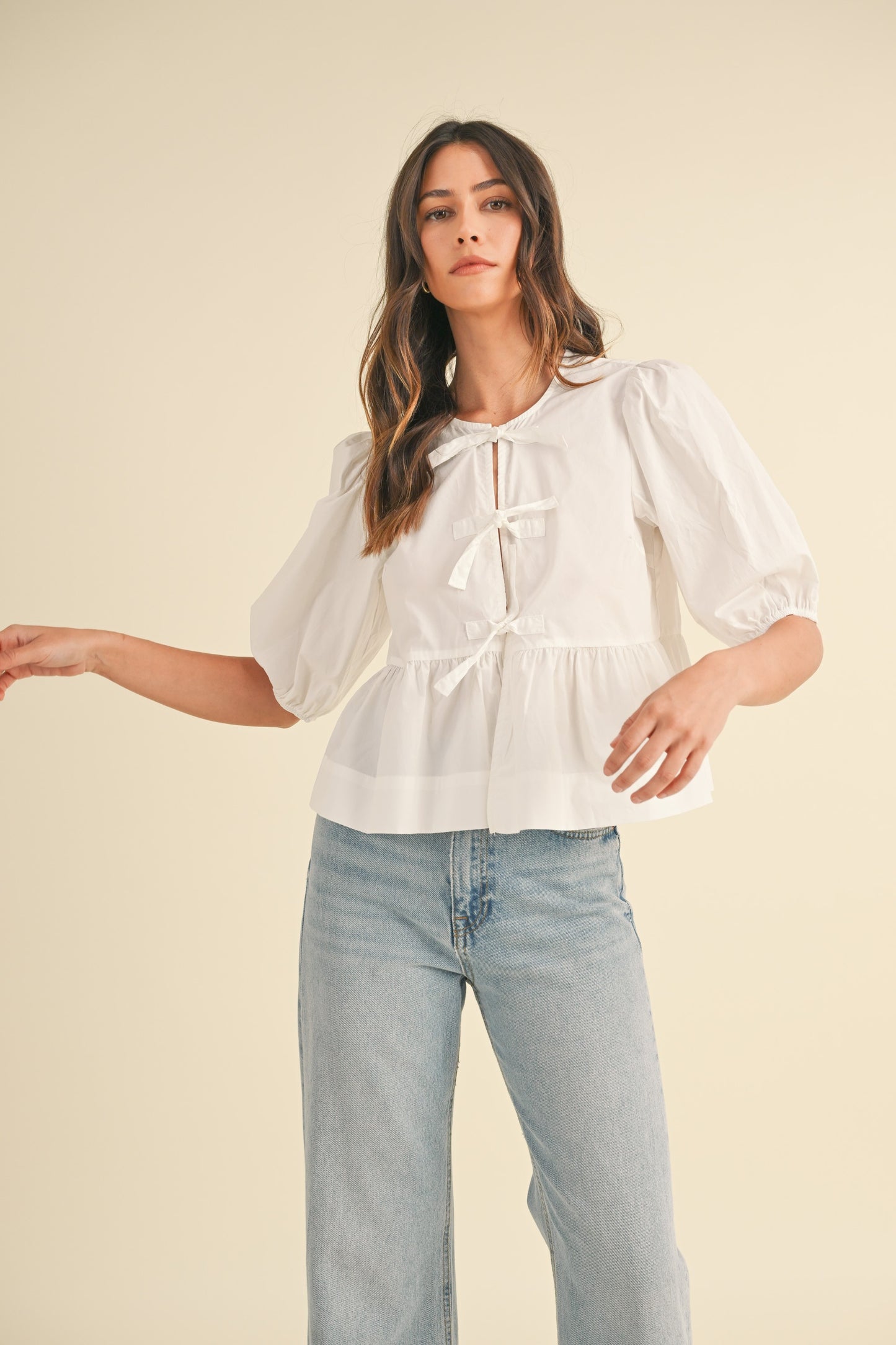 Poppy Poplin Front Tie Top