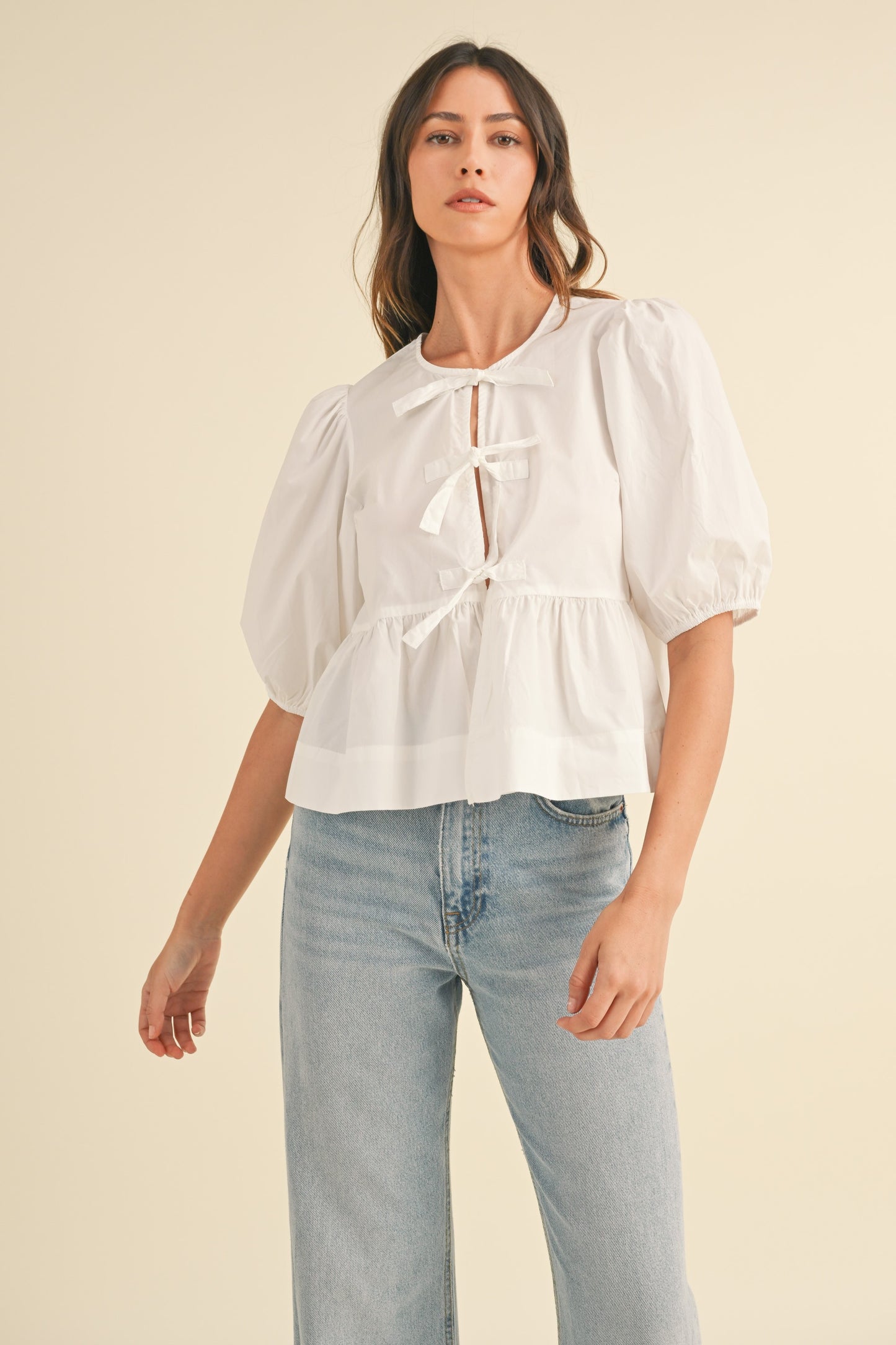 Poppy Poplin Front Tie Top