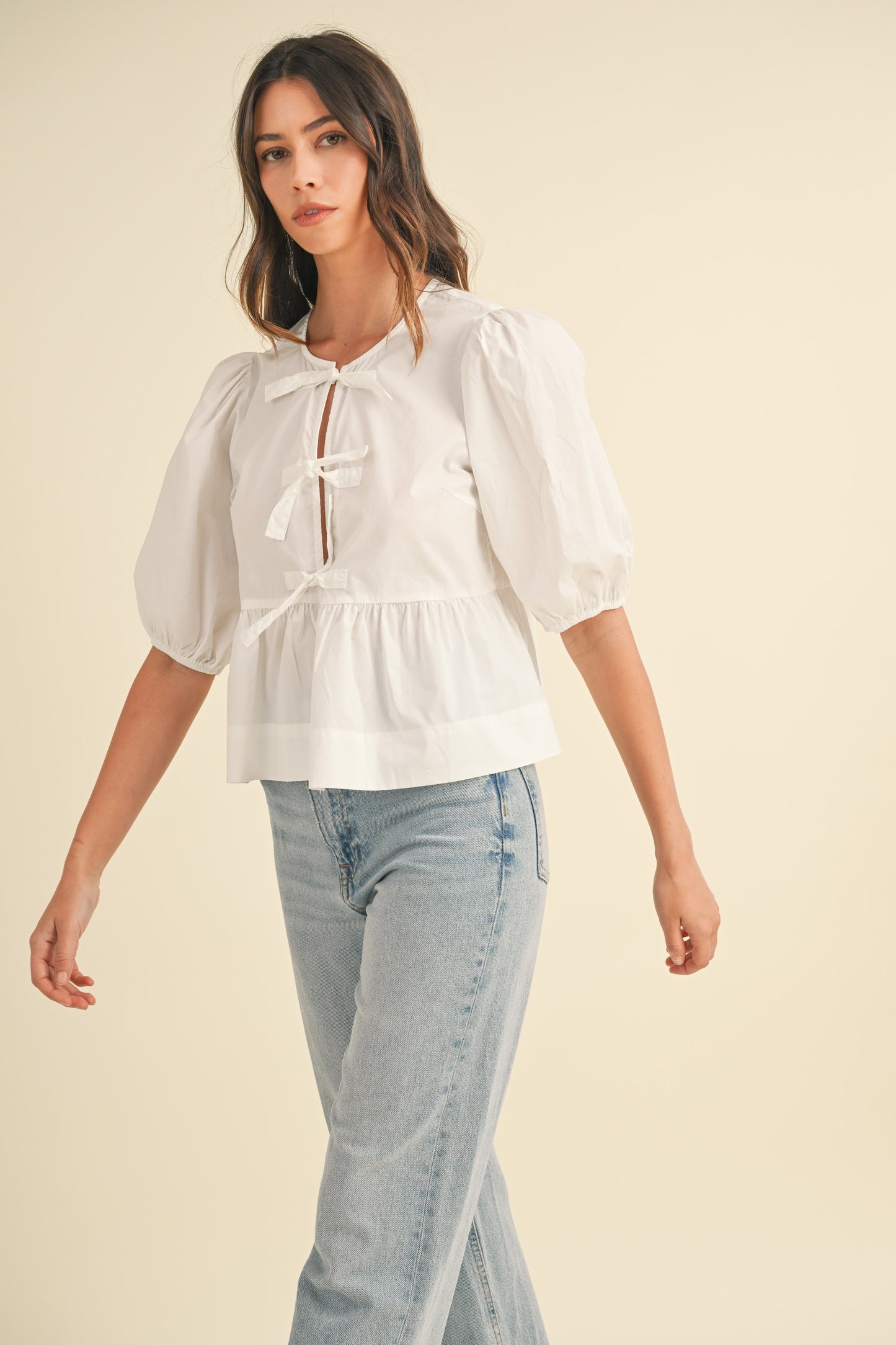 Poppy Poplin Front Tie Top