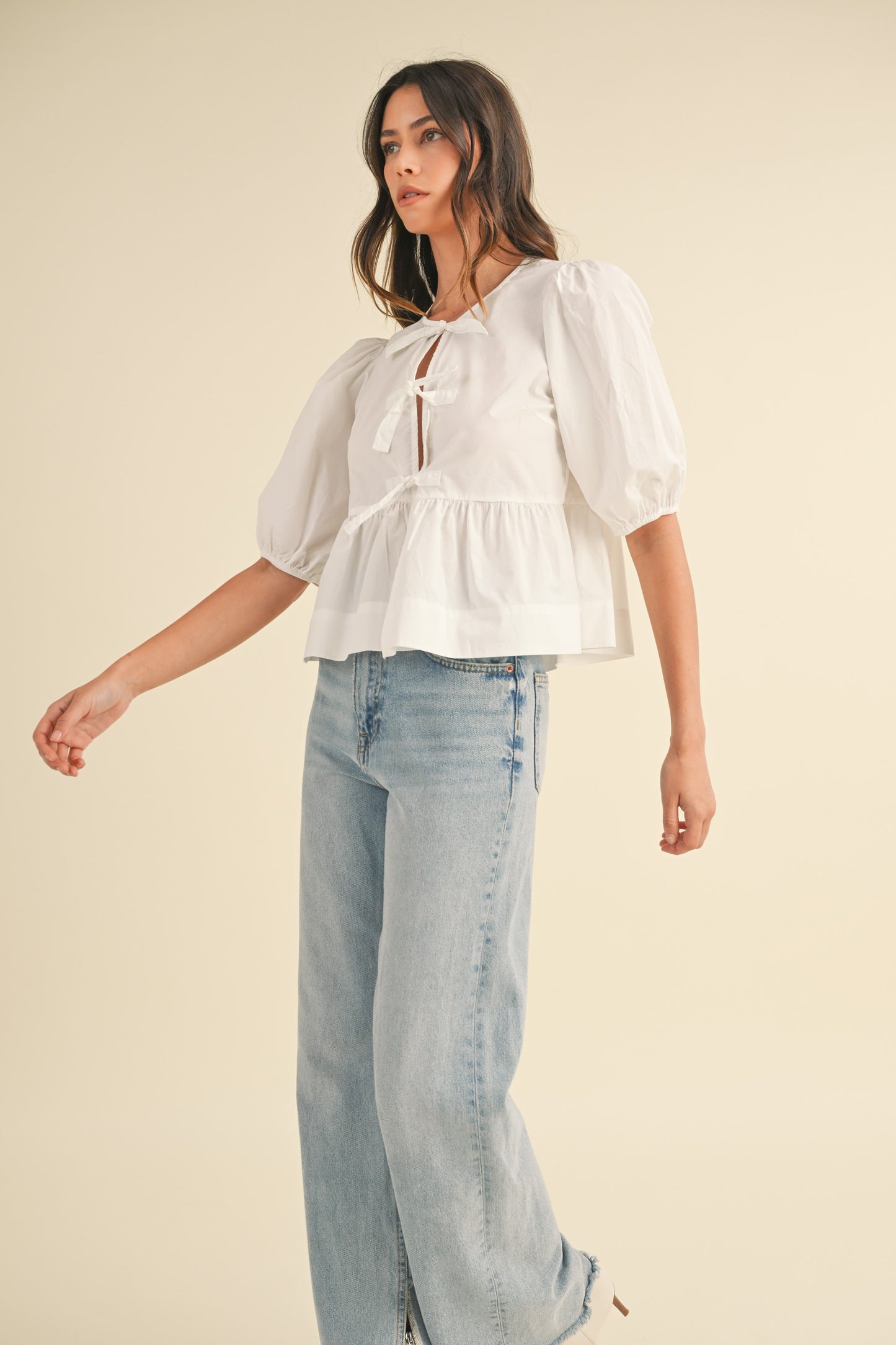 Poppy Poplin Front Tie Top