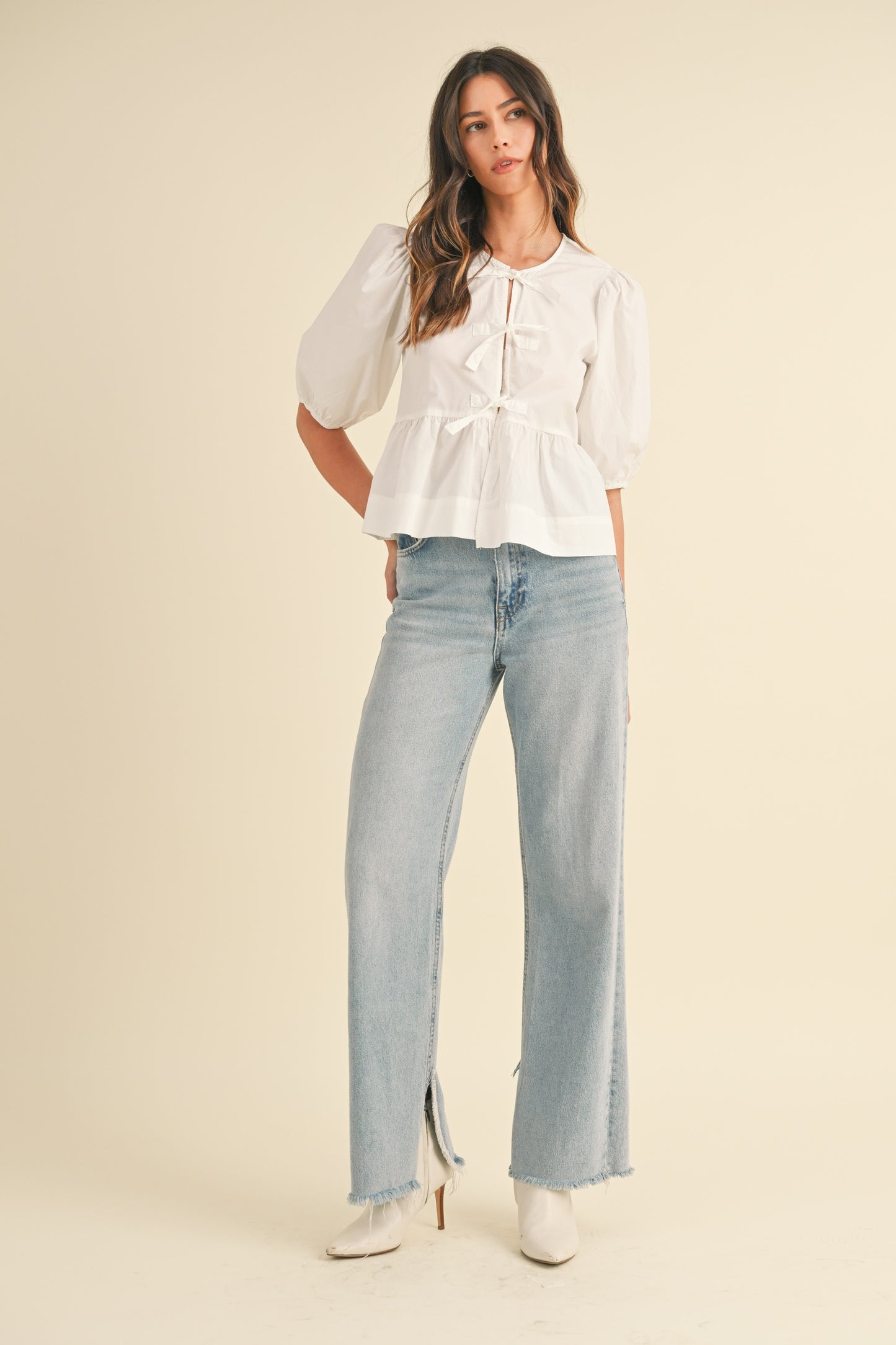 Poppy Poplin Front Tie Top