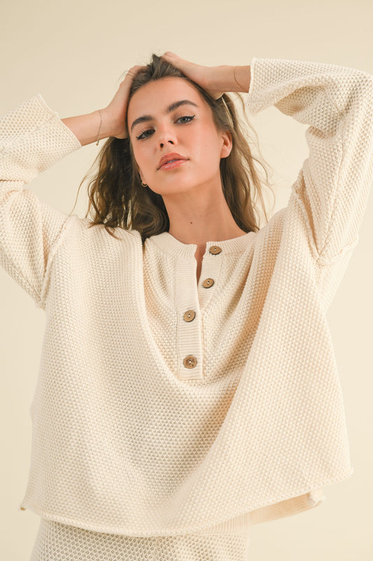 Crisp Morning Waffle Knit Top