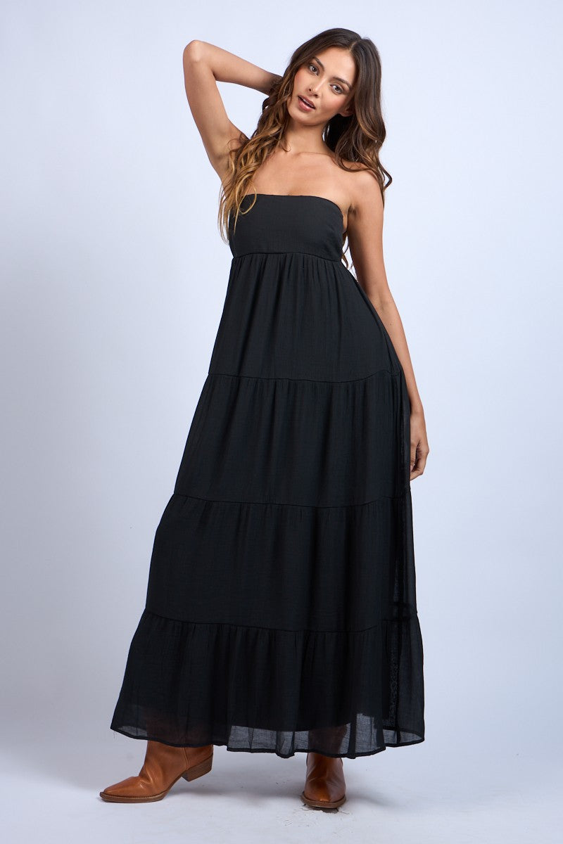 Black Sands Strapless Maxi Dress