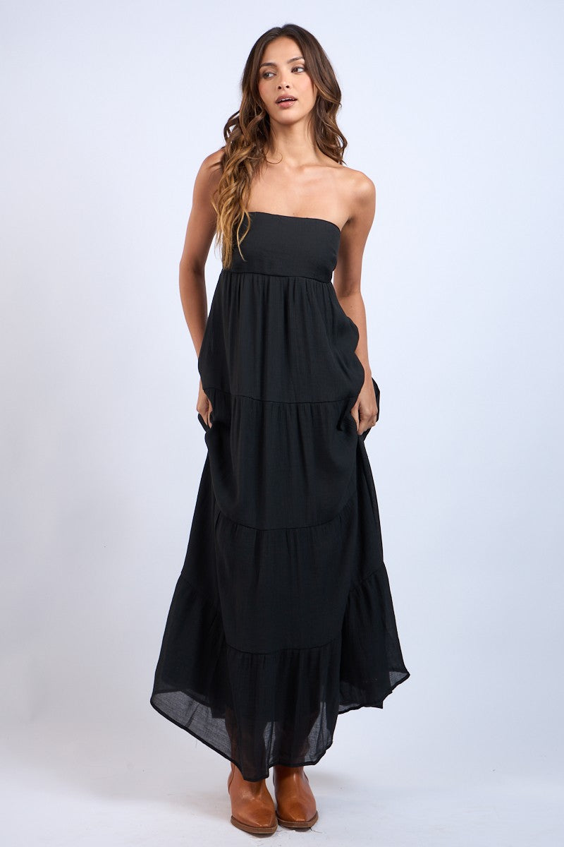 Black Sands Strapless Maxi Dress