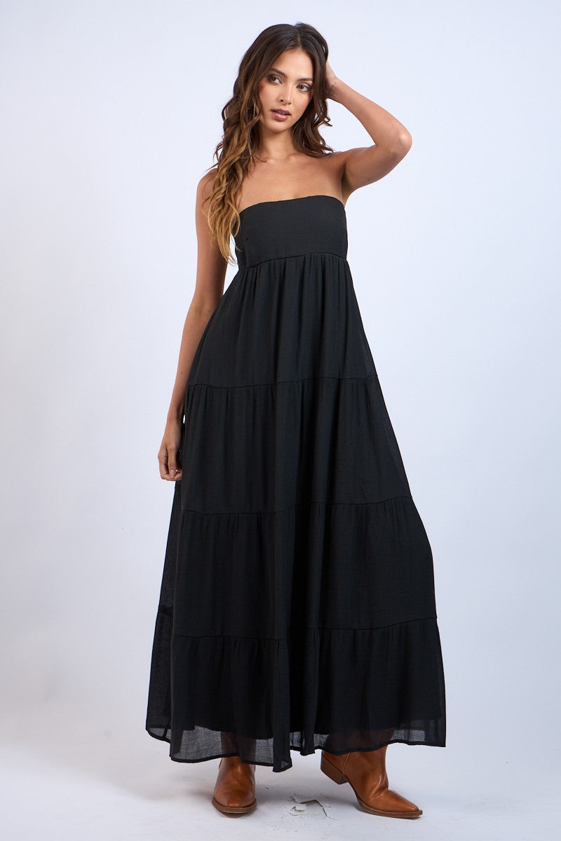 Black Sands Strapless Maxi Dress