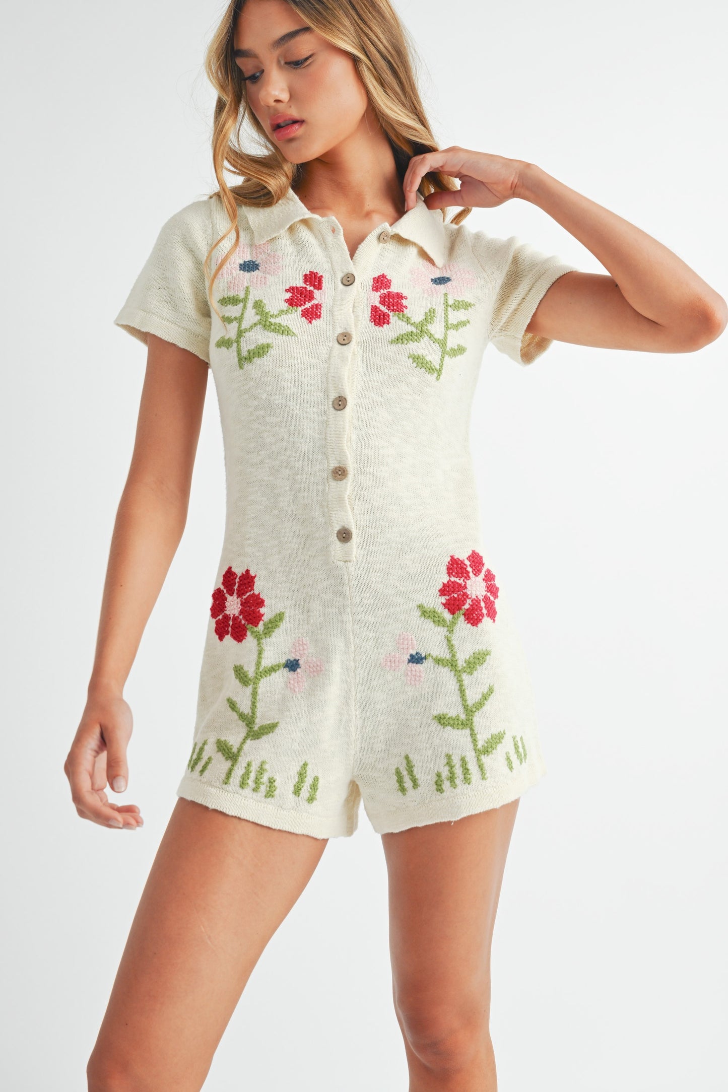 Floral Bliss Button Down Romper