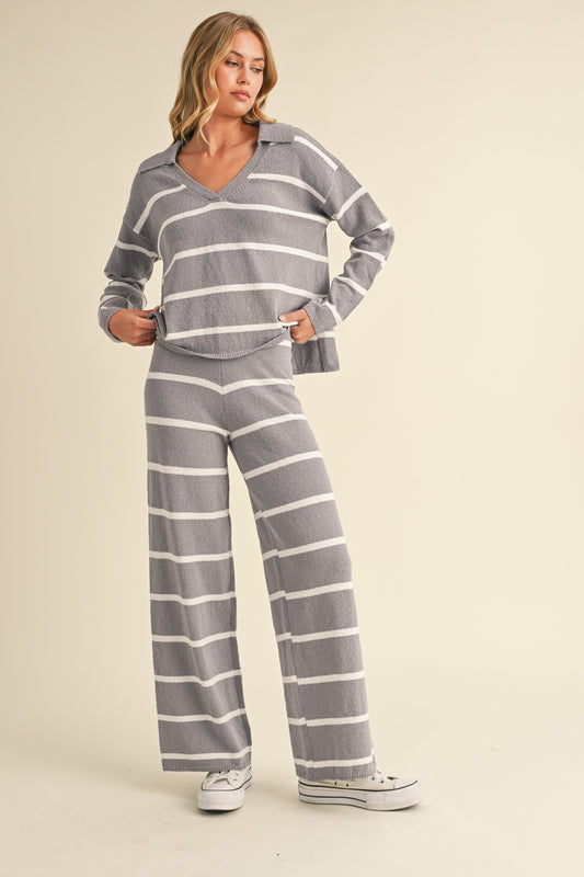 Stay Cozy Striped Sweater Set