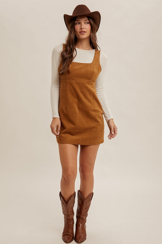 Cozy Corduroy Square Neck Dress