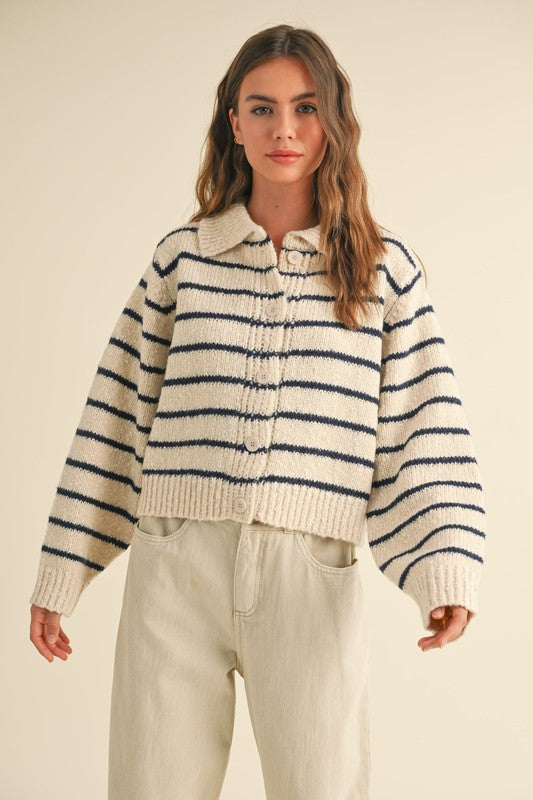 Coastal Stripes Buttondown Cardigan