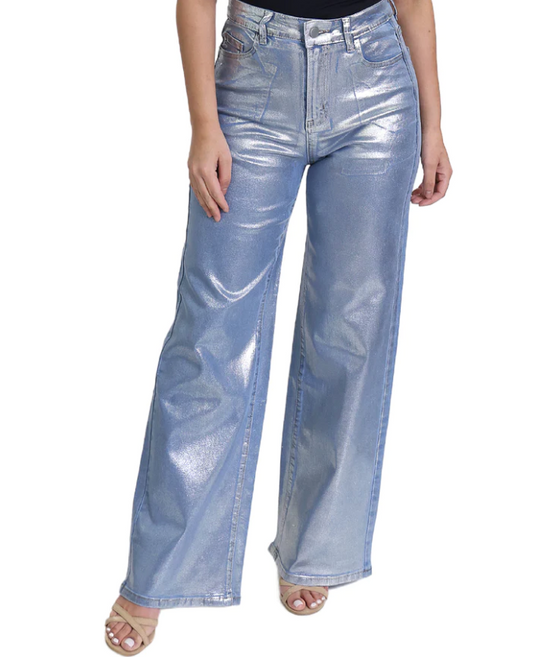 Metallic Jeans- Denim silver