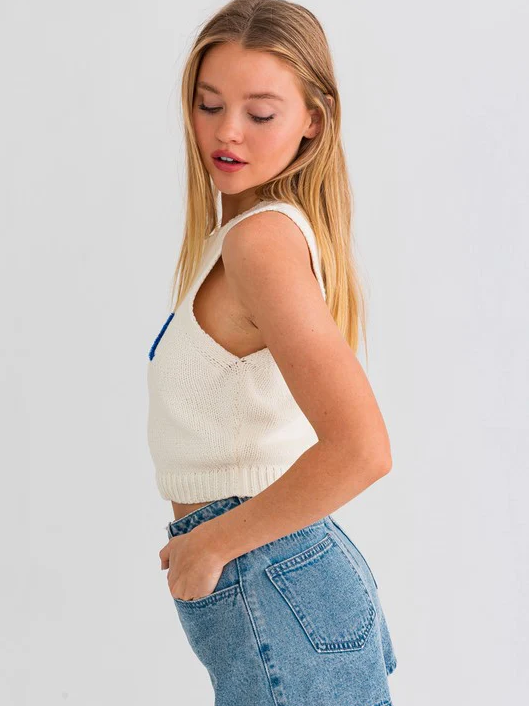 USA Knit Cropped Tank Top