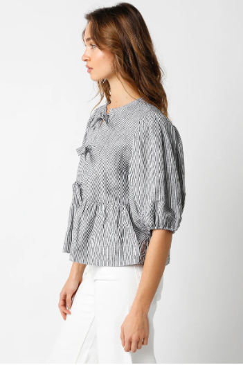 Claire Striped Linen Top