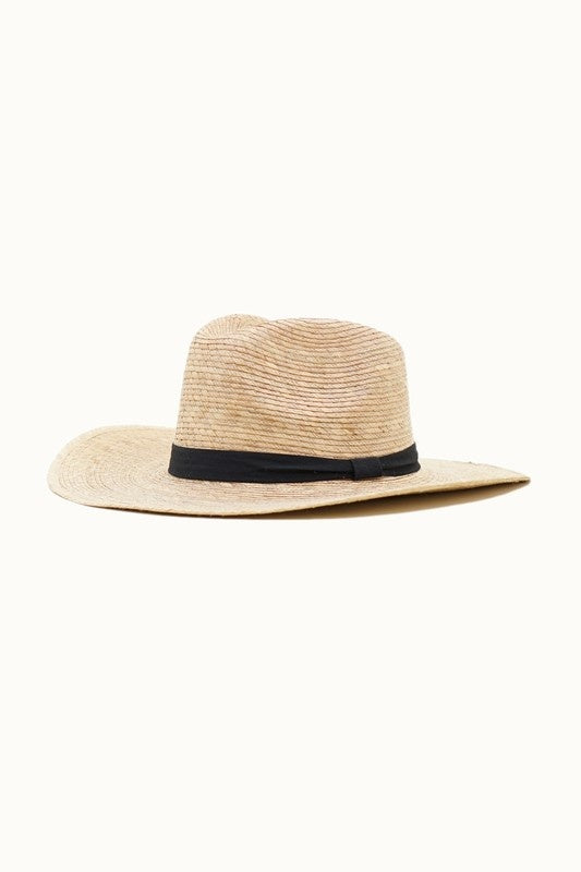 Olive & Pique Palm leaf wide western hat