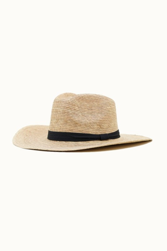 Olive & Pique Palm leaf wide western hat