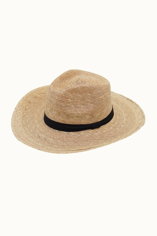 Olive & Pique Palm leaf wide western hat